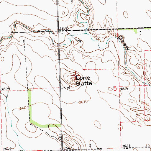 Topographic Map of Lone Butte, NE