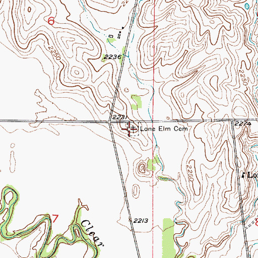 Topographic Map of Lone Elm Cemetery, NE