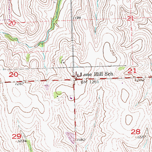 Topographic Map of Lone Hill School, NE