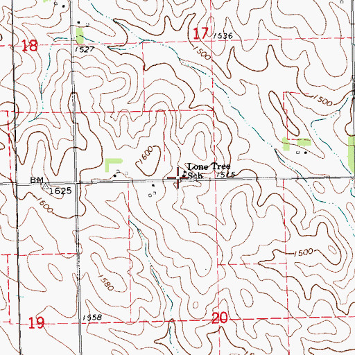 Topographic Map of Lone Tree School, NE