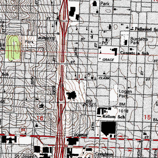 Topographic Map of Long School, NE