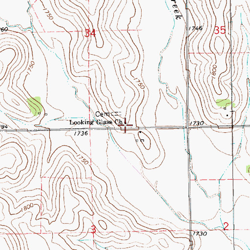 Topographic Map of Looking Glass Church, NE