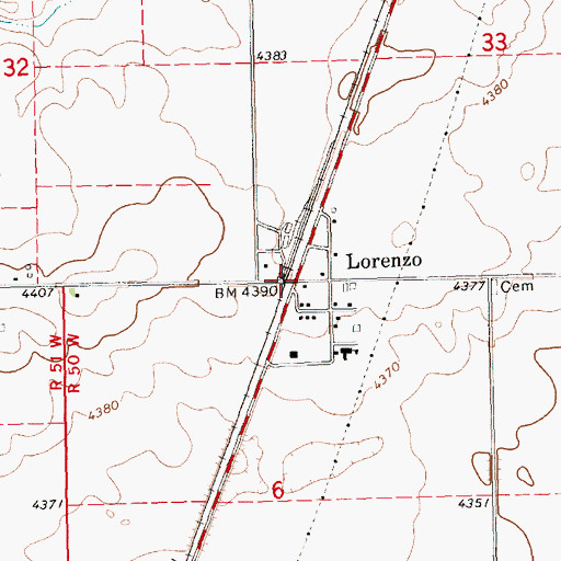 Topographic Map of Lorenzo, NE