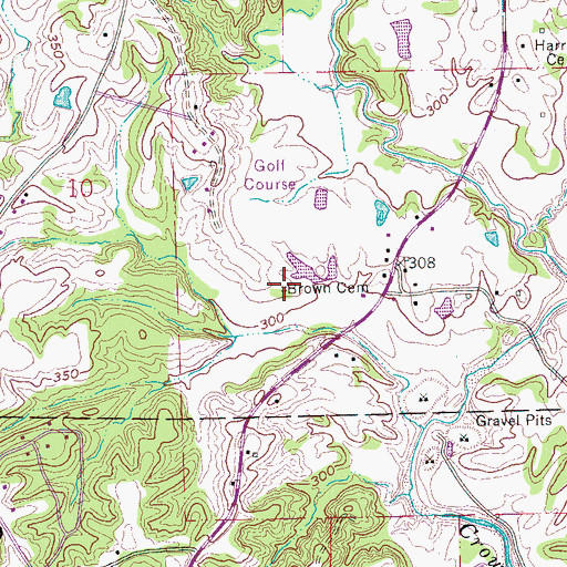 Topographic Map of Brown Cemetery, AR