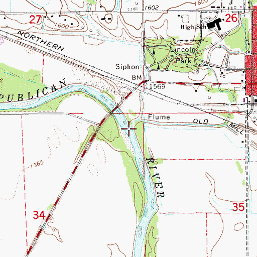 Topographic Map of Lost Creek, NE