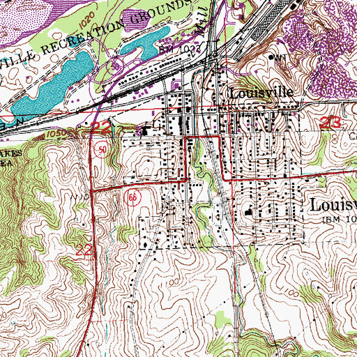 Topographic Map of Louisville, NE