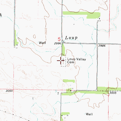 Topographic Map of Loup Valley Cemetery, NE