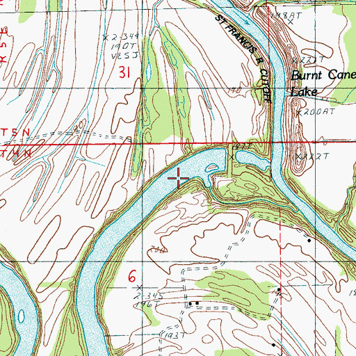 Topographic Map of Burnt Cane Shoal, AR