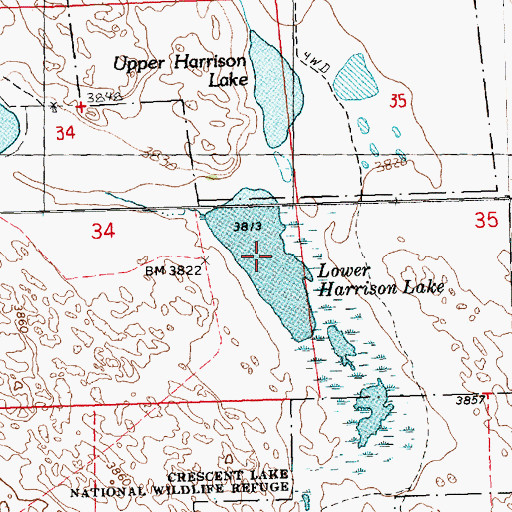 Topographic Map of Lower Harrison Lake, NE