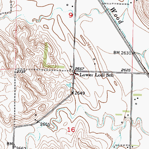 Topographic Map of Lower Lodi School (historical), NE