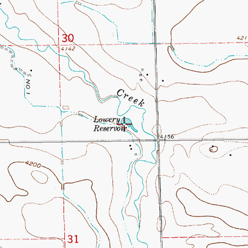 Topographic Map of Lowery Reservoir, NE