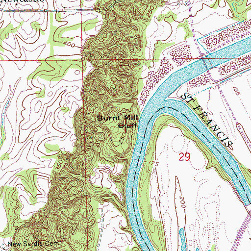 Topographic Map of Burnt Mill Bluff, AR