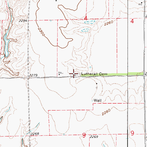 Topographic Map of Lutheran Cemetery, NE