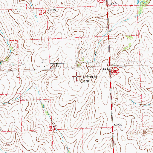 Topographic Map of Lutheran Cemetery, NE