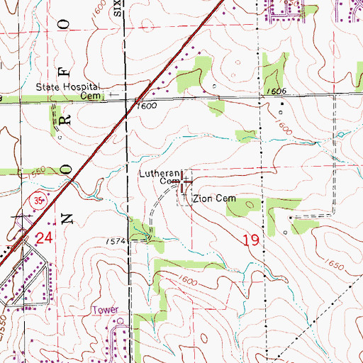 Topographic Map of Lutheran Cemetery, NE