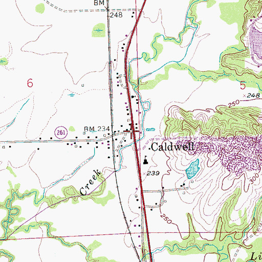 Topographic Map of Caldwell, AR