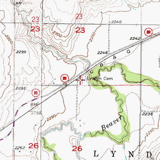 Topographic Map of Lynden Cemetery, NE