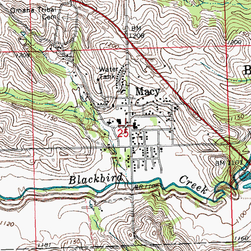 Topographic Map of Macy, NE