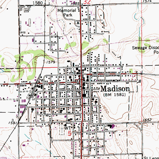 Topographic Map of Madison, NE