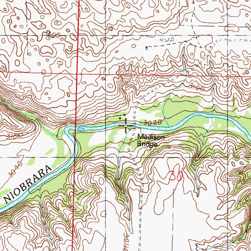 Topographic Map of Madison Bridge, NE
