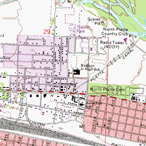 Topographic Map of Madison Middle School, NE