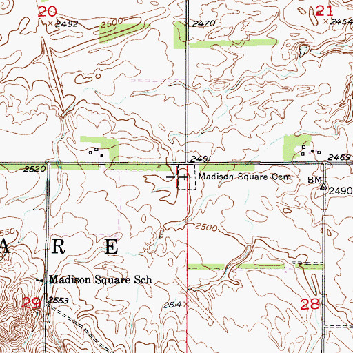 Topographic Map of Madison Square Cemetery, NE