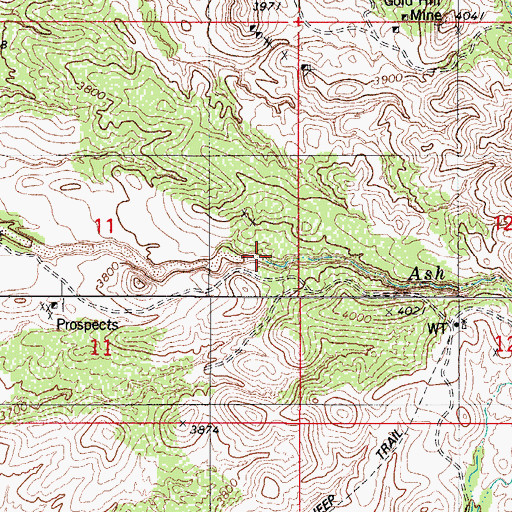 Topographic Map of Ash Creek, AZ