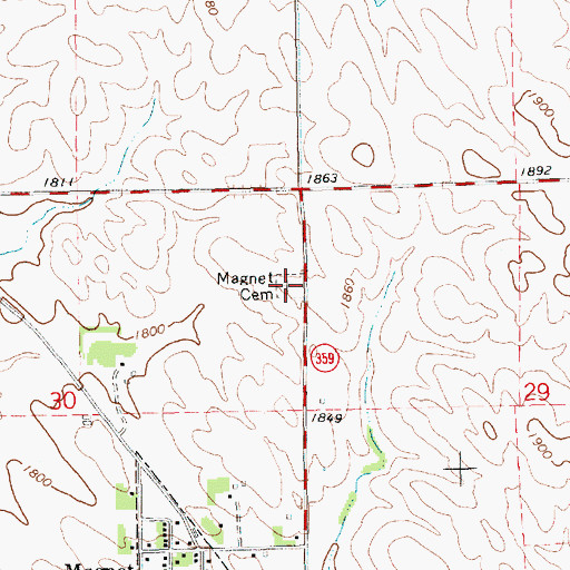 Topographic Map of Magnet Cemetery, NE