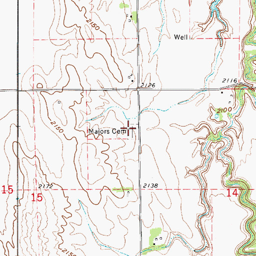 Topographic Map of Majors Cemetery, NE
