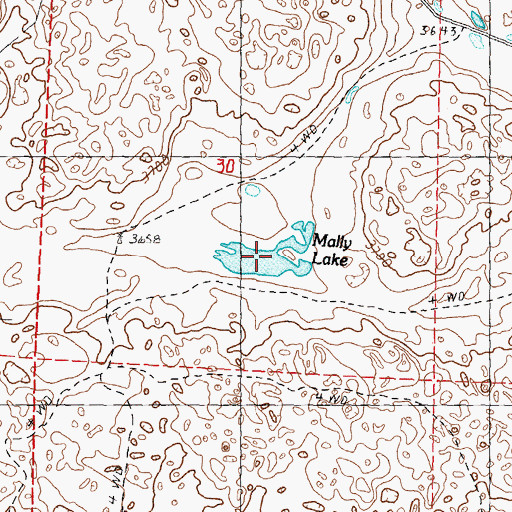 Topographic Map of Mally Lake, NE