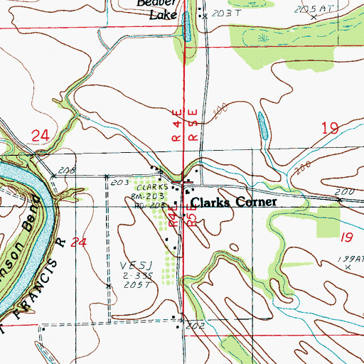 Topographic Map of Clarks Corner, AR