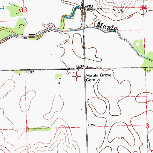 Topographic Map of Maple Grove Cemetery, NE