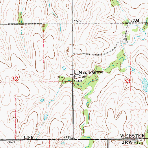 Topographic Map of Maple Grove Cemetery, NE
