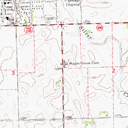 Topographic Map of Maple Grove Cemetery, NE