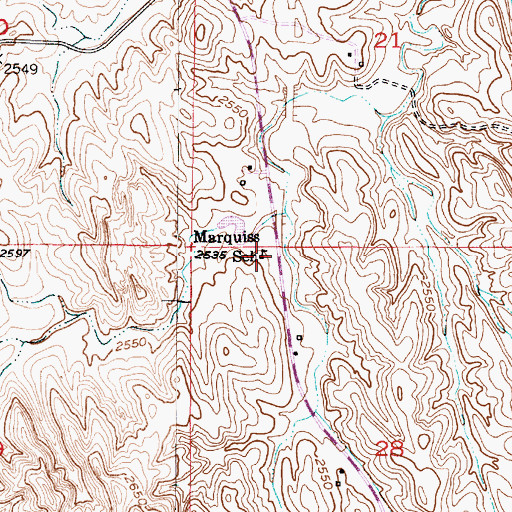 Topographic Map of Marquiss School (historical), NE