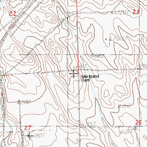 Topographic Map of Marsland Cemetery, NE
