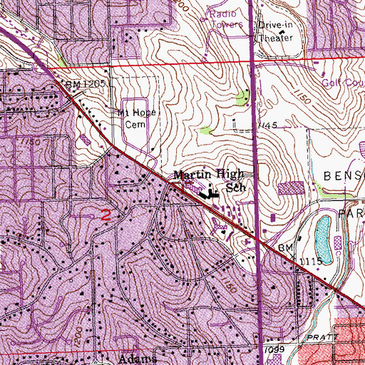 Topographic Map of Marian High School, NE