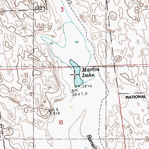 Topographic Map of Martin Lake, NE