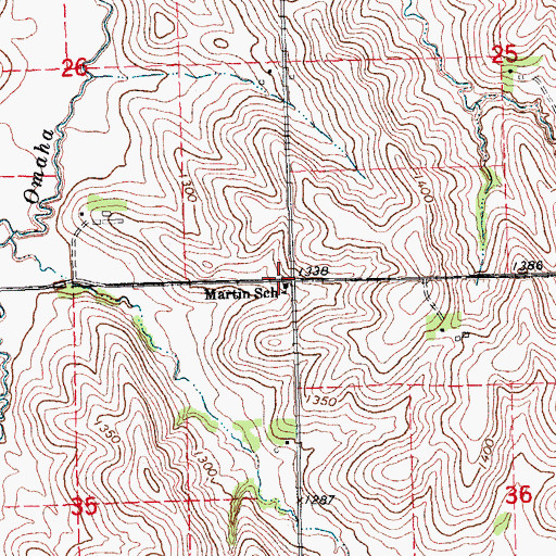 Topographic Map of Martin School, NE