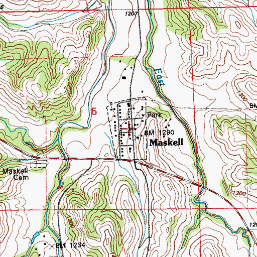 Topographic Map of Maskell, NE