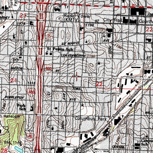 Topographic Map of Mason School, NE