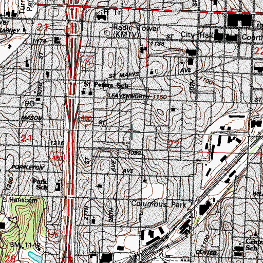 Topographic Map of Mason School, NE