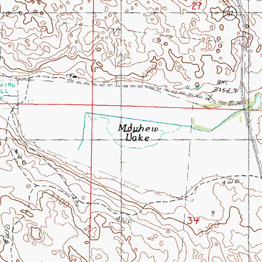 Topographic Map of Mayhew Lake, NE