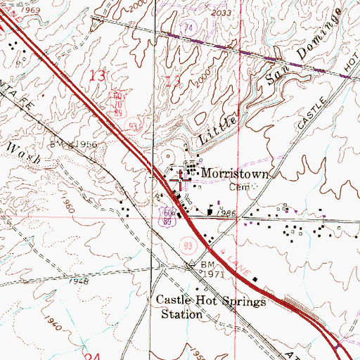 Topographic Map of Morristown, AZ