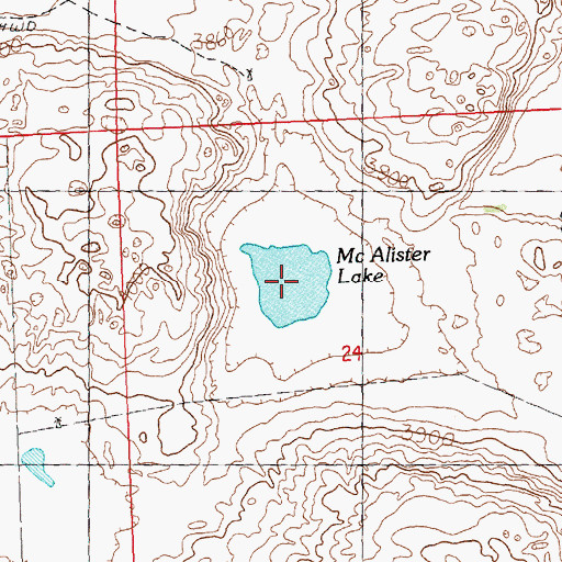 Topographic Map of McAlister Lake, NE