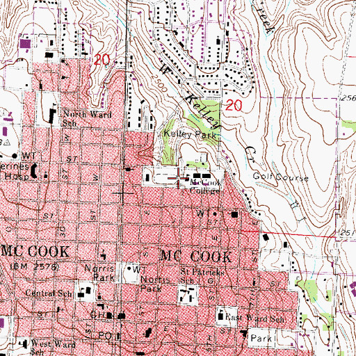 Topographic Map of McCook Community College, NE