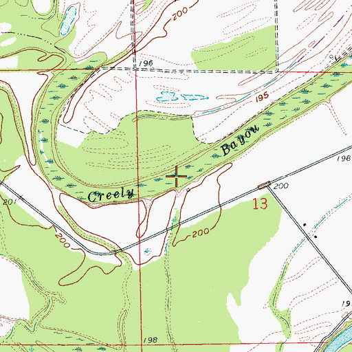 Topographic Map of Creely Bayou, AR
