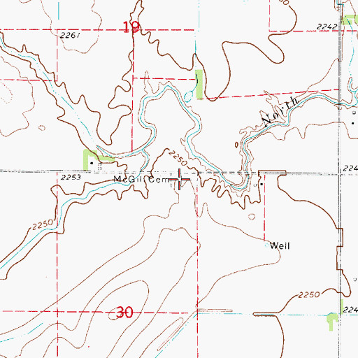 Topographic Map of McGill Cemetery, NE