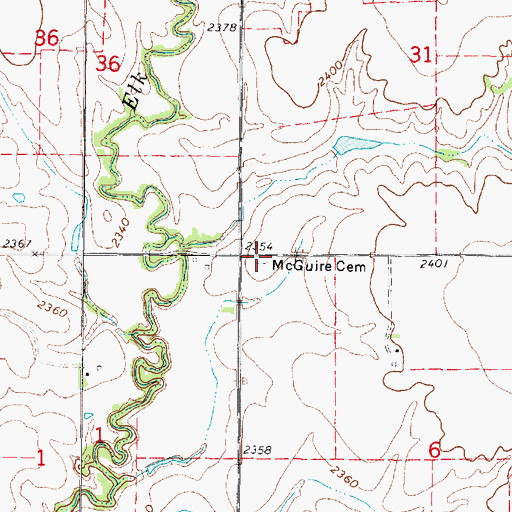 Topographic Map of McGuire Cemetery, NE