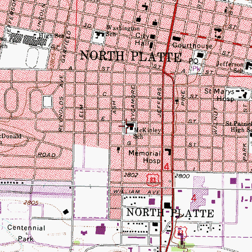 Topographic Map of McKinley School, NE